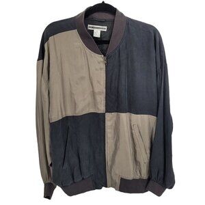 Fenn Wright & Manson mens large silk bomber color block full zip jacket 90s
